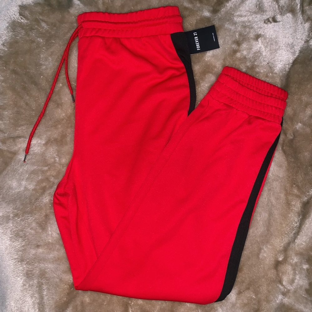 Forever 21 Red w/ Black Stripe Joggers